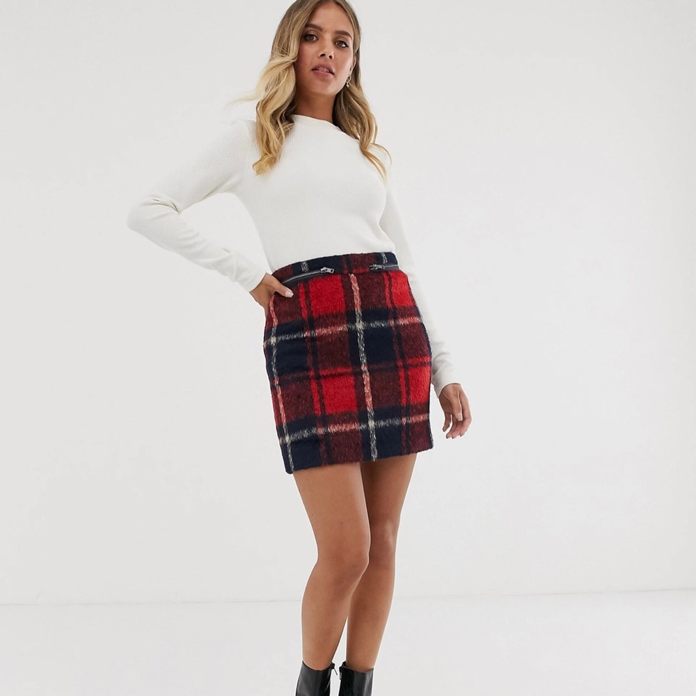 ASOS Check Mini Skirt With Double Zip